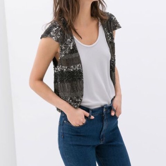 NWT Zara Cropped Sequined Jacket - Picture 3 of 8